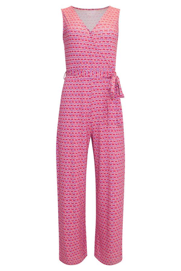Smashed Lemon 24444 Retro Grafische Print Jumpsuit - Wijde Pijpen | Muticolour
