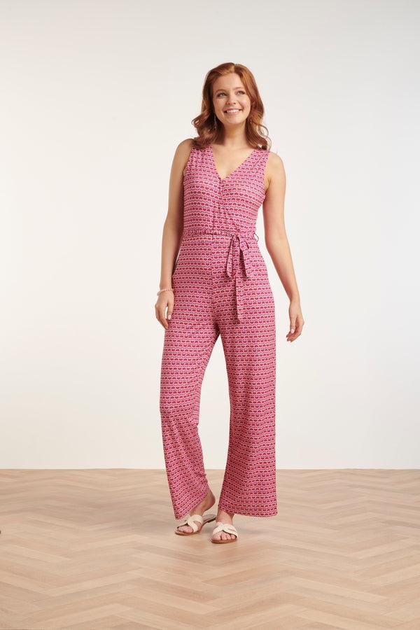 Smashed Lemon 24444 Retro Grafische Print Jumpsuit - Wijde Pijpen | Muticolour