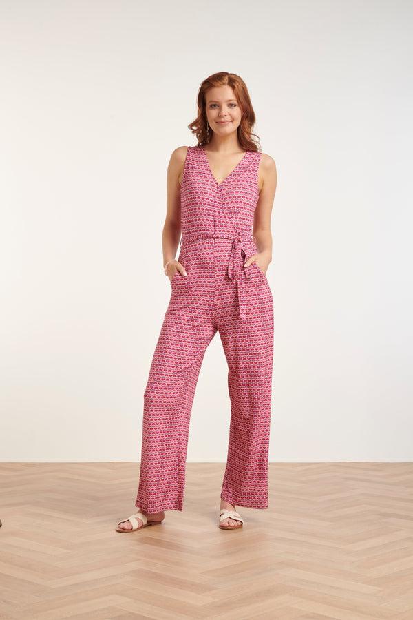 smashed lemon 24444 Retro Grafische Print Jumpsuit - Wijde Pijpen | Muticolour