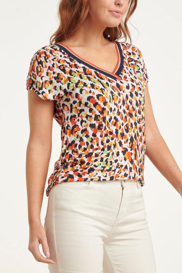 Smashed Lemon 24447 Zomer Top Met Multi Dierenprint | Muticolour