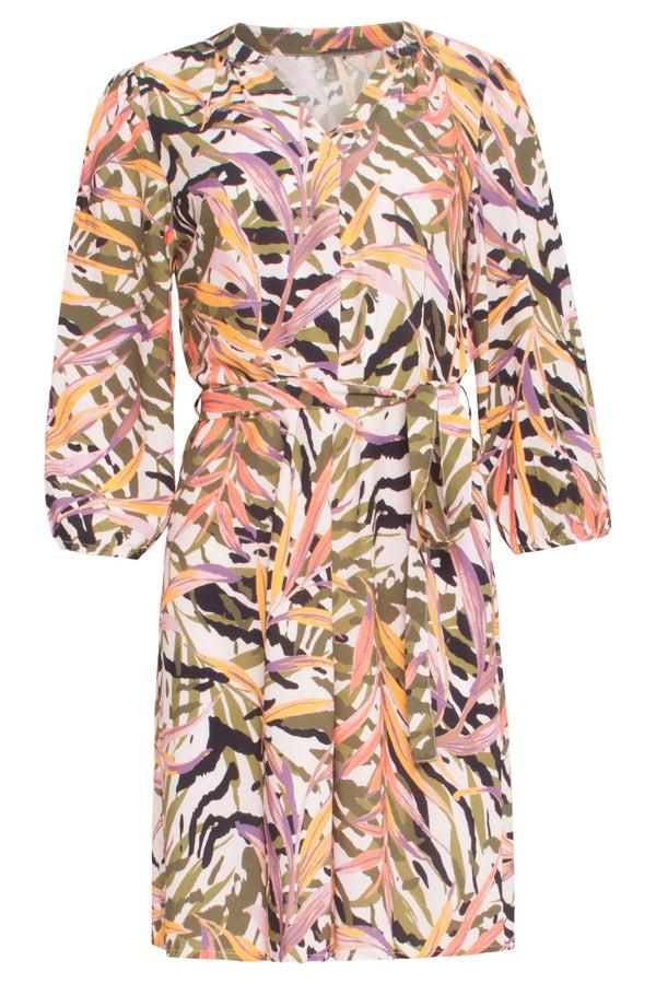 Smashed Lemon 24449 Zomerjurk Met Korte Bladprintpofmouwen | Muticolour