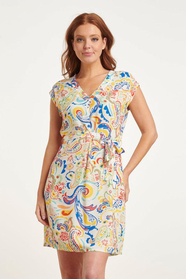 smashed lemon 24454 Zomerjurk Met Rijke Ornamentele Printv-Hals | Muticolour