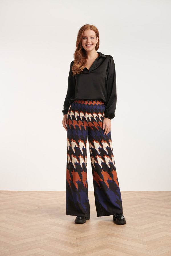 Smashed Lemon 24525 Houndstooth Print Broek | Blackwhite