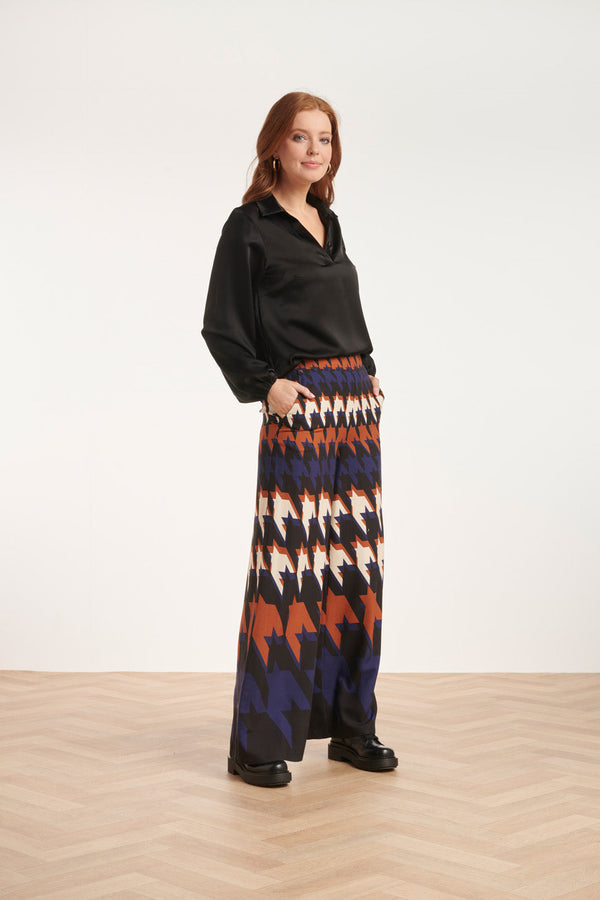 Smashed Lemon 24525 Houndstooth Print Broek | Blackwhite