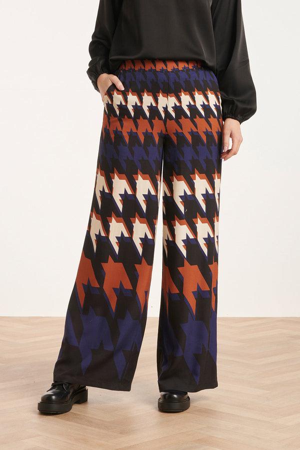 smashed lemon 24525 Houndstooth Print Broek | Blackwhite