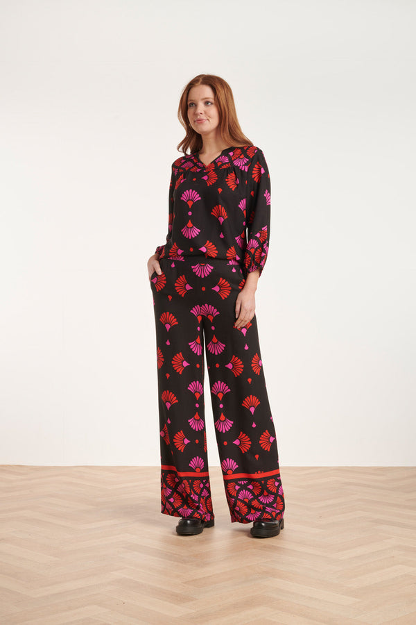 Smashed Lemon 24538 E Broek Met Fuchsia Grafische Print | Blackwhite