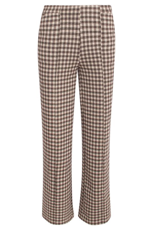 Smashed Lemon 24574 Geruite Wijde Broek | Dark Brown-Sand