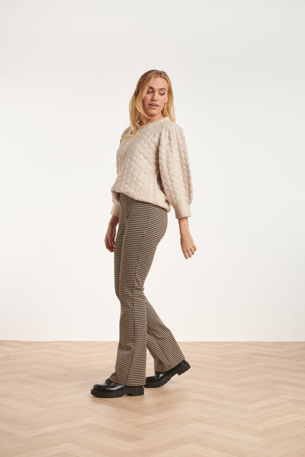 Smashed Lemon 24575 Diamant Gedessineerde Flared Leggings | Black-Sand