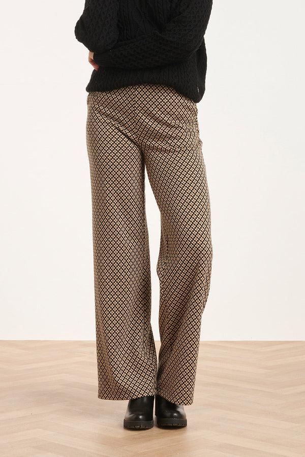 Smashed Lemon 24577 Wijde Broek Met Grafische Bloemprint | Black-Sand