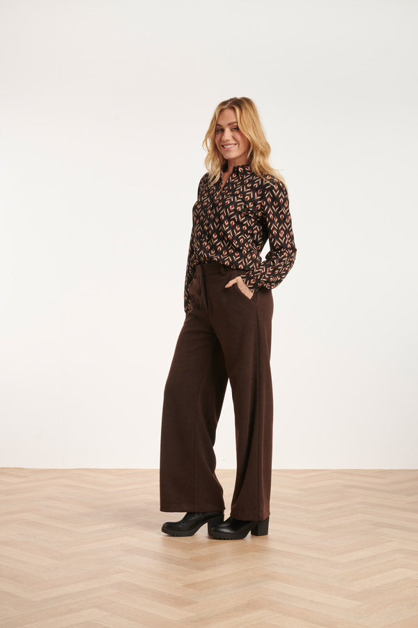 Smashed Lemon 24581 E Wijde Pijpen Broek | Dark Brown