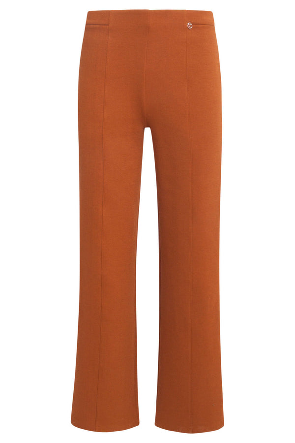 Smashed Lemon 24590 Stretchy Cognac Flared Broek | Cognac