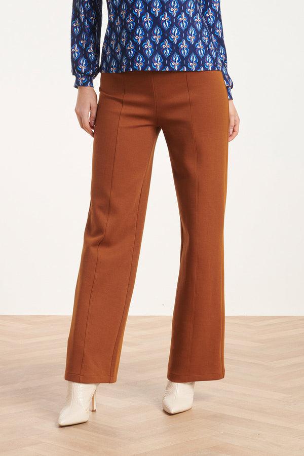 smashed lemon 24590 Stretchy Cognac Flared Broek | Cognac