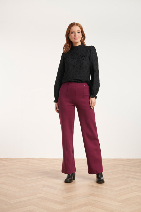 Smashed Lemon 24590 Stretchy Paarse Flared Broek | Purple