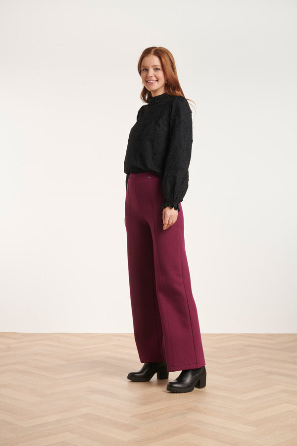 Smashed Lemon 24590 Stretchy Paarse Flared Broek | Purple