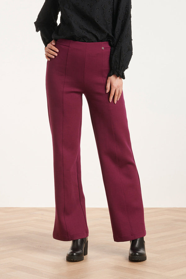 smashed lemon 24590 Stretchy Paarse Flared Broek | Purple