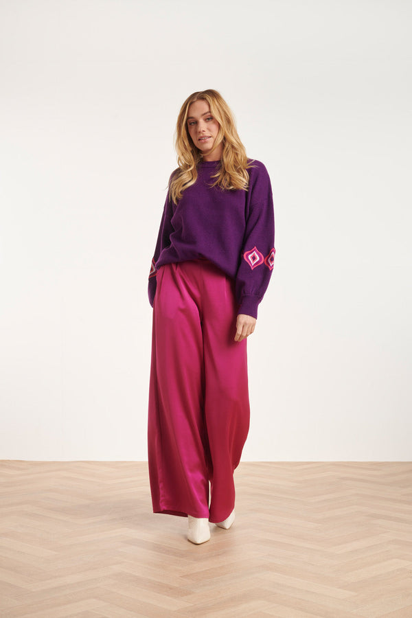 Smashed Lemon 24592 Wijde Satijnen Cyclame Broek | Cyclame