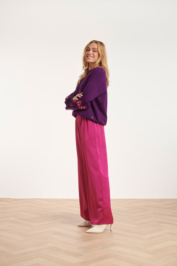 Smashed Lemon 24592 Wijde Satijnen Cyclame Broek | Cyclame