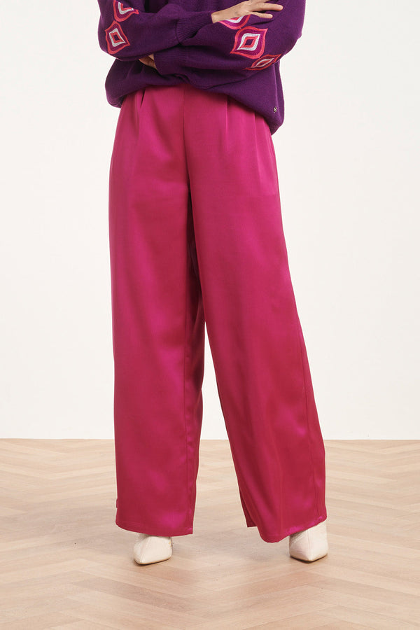 smashed lemon 24592 Wijde Satijnen Cyclame Broek | Cyclame