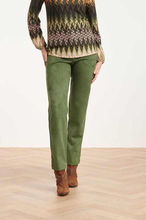 Smashed Lemon 24597 Suède Leger Aangesloten Broek | Army Green