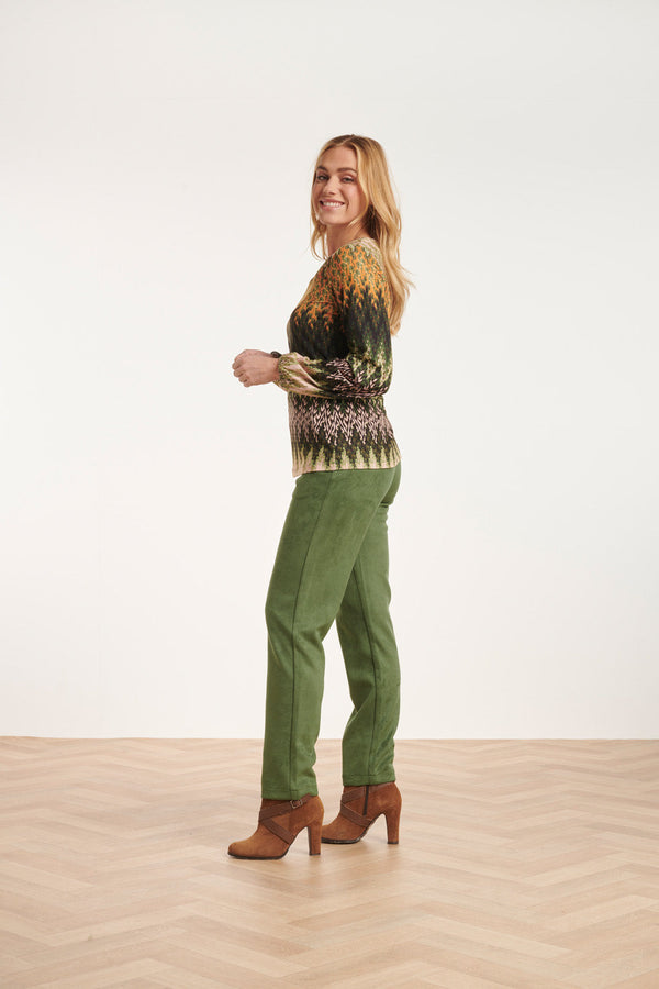 Smashed Lemon 24597 Suède Leger Aangesloten Broek | Army Green