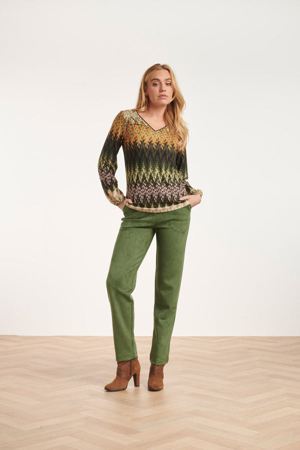 smashed lemon 24597 Suède Leger Aangesloten Broek | Army Green