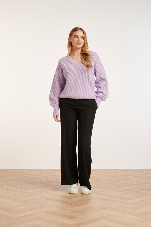 Smashed Lemon 24617 Lila Dikke Gebreide Trui Met Structuur | Lilac