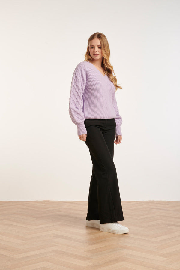 Smashed Lemon 24617 Lila Dikke Gebreide Trui Met Structuur | Lilac