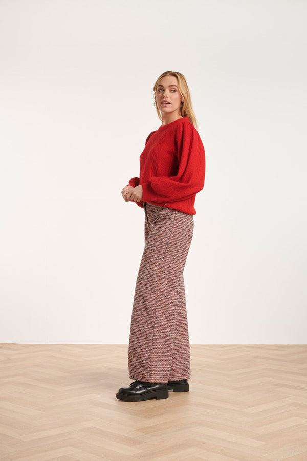 Smashed Lemon 24619 Fel Gebreide Trui Met Gevlochten Structuur | Red