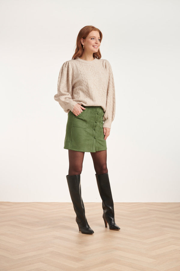 Smashed Lemon 24619 Gebreide Trui Met Gevlochten Structuur | Sand