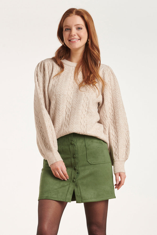 smashed lemon 24619 Gebreide Trui Met Gevlochten Structuur | Sand