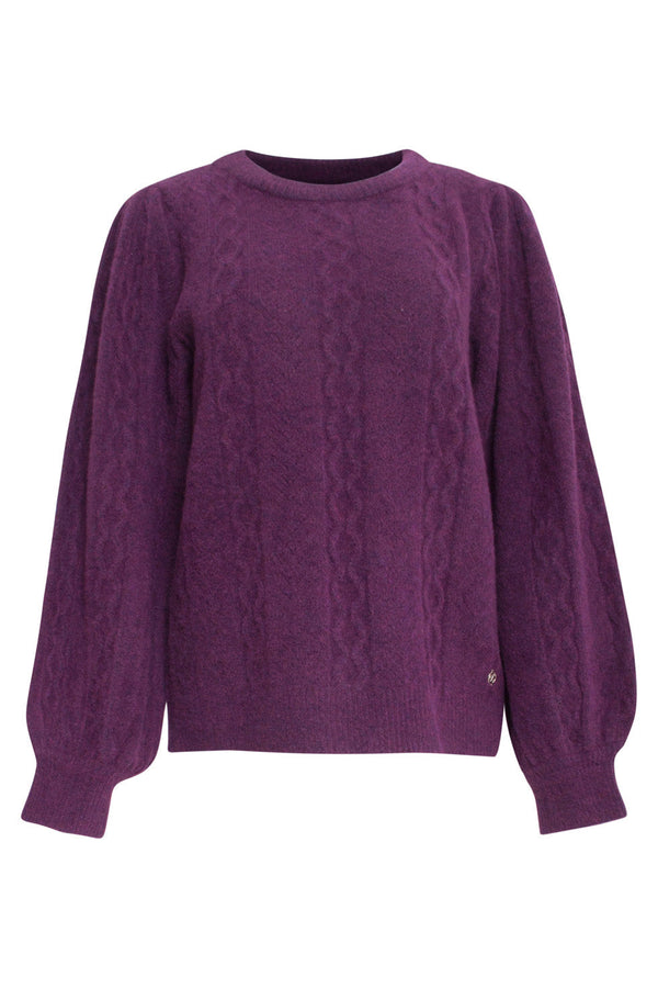 Smashed Lemon 24619 Paarse Gebreide Trui Met Gevlochten Structuur | Purple