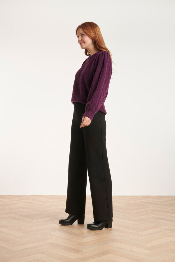 Smashed Lemon 24619 Paarse Gebreide Trui Met Gevlochten Structuur | Purple