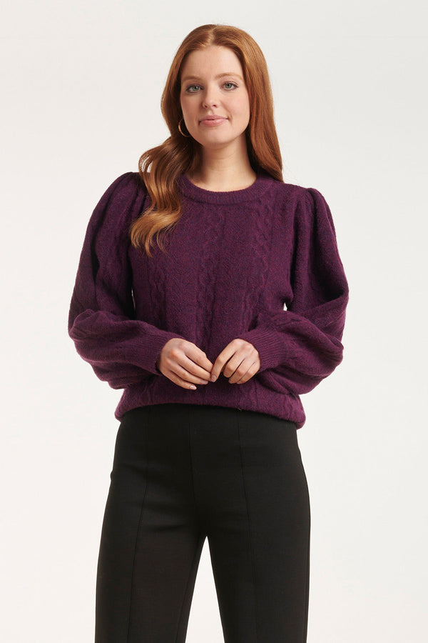 smashed lemon 24619 Paarse Gebreide Trui Met Gevlochten Structuur | Purple