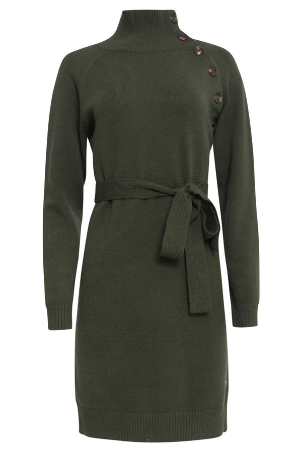 Smashed Lemon 24621 Gebreide Jurk Met Hoge Hals | Army Green