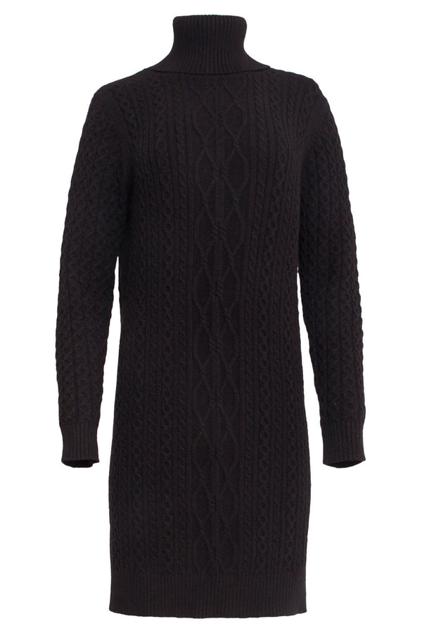 Smashed Lemon 24629 Gebreid Jurk Met Vlechtstructuur | Black