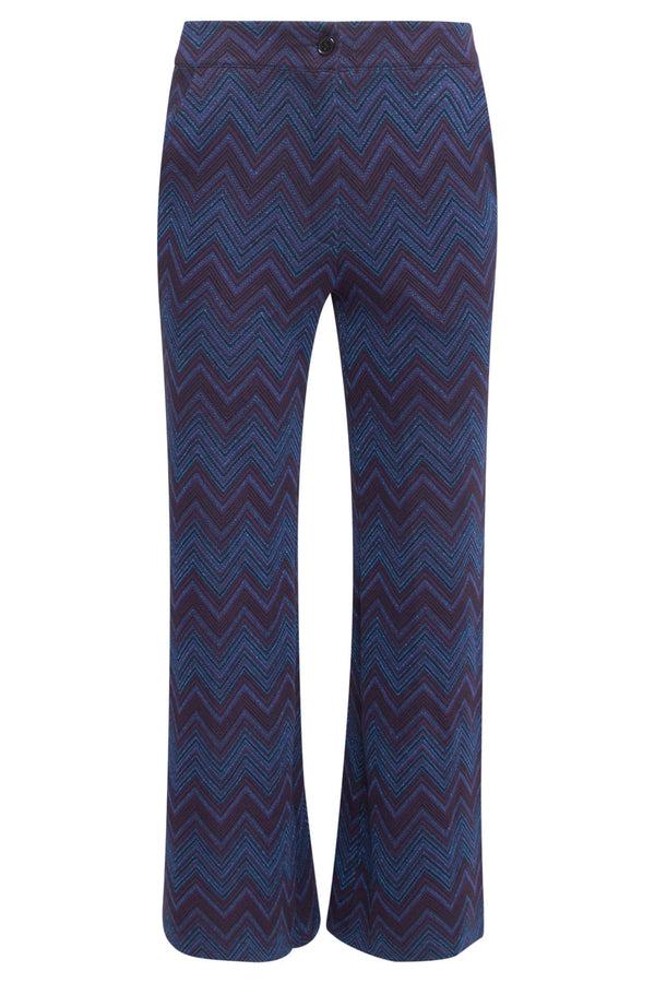 Smashed Lemon 24678 Zigzag Print Broek Met Flared Pasvorm | Navy-Black