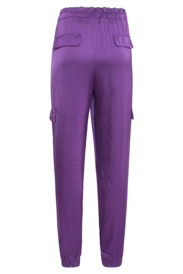 Smashed Lemon 24679 Paarse Satijnen Cargo Broek | Purple
