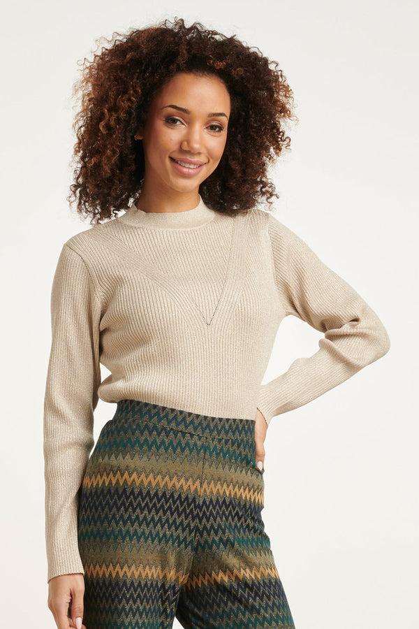 Smashed Lemon 24788 E Geribde Coltrui Met Lurex | Sand