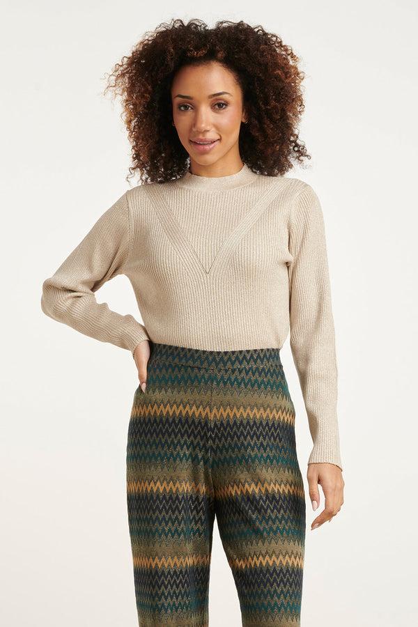 smashed lemon 24788 E Geribde Coltrui Met Lurex | Sand