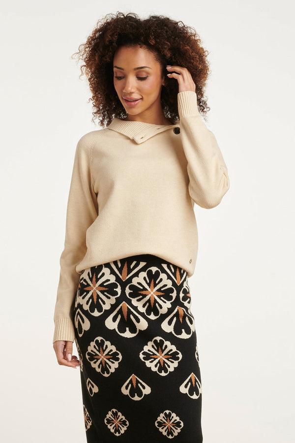 smashed lemon 24790 E Gebreide Coltrui Met Schouderknopen | Sand