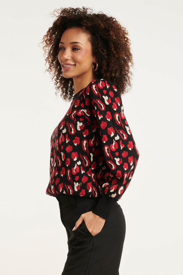 Smashed Lemon 24791 - Dierenprint Trui | Black-Dark Red