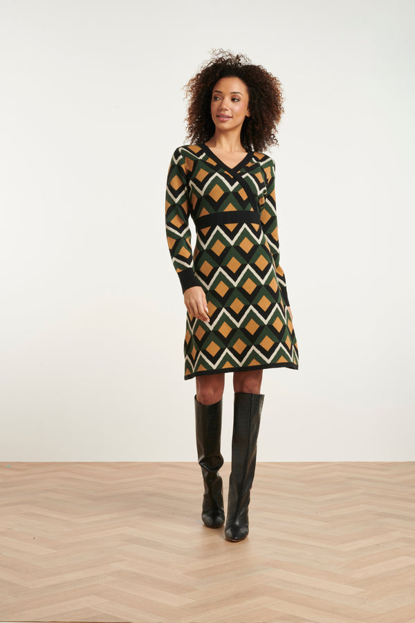 Smashed Lemon 24793 Grafisch Gebreide Jurk | Muticolour