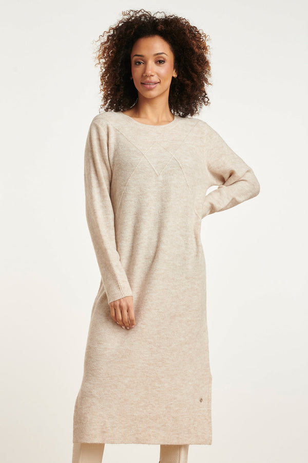 smashed lemon 24796 Lange Gebreide Jurk Met Grafisch Detail | White