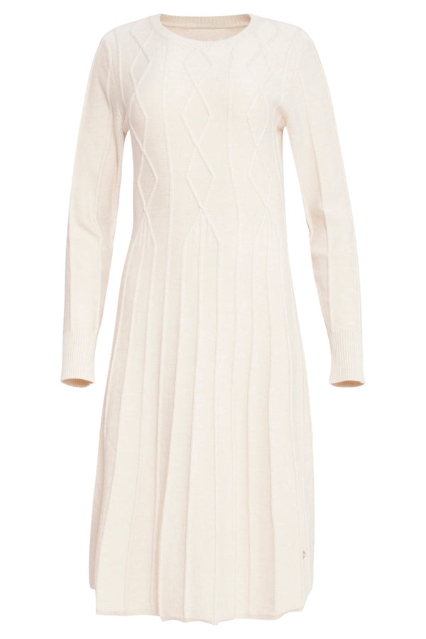 Smashed Lemon 24797 Lange Gebreide Jurk Met Grafische Lijnstructuur | Sand