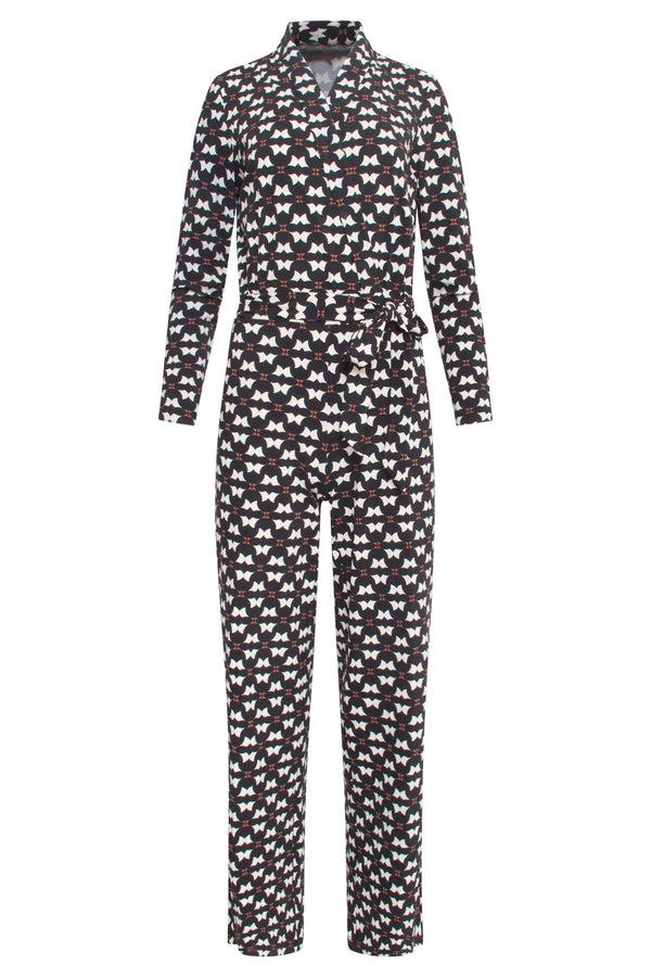 Smashed Lemon 24815 Grafisch Geprinte Travel Kwaliteit Jumpsuit | Black-Sand