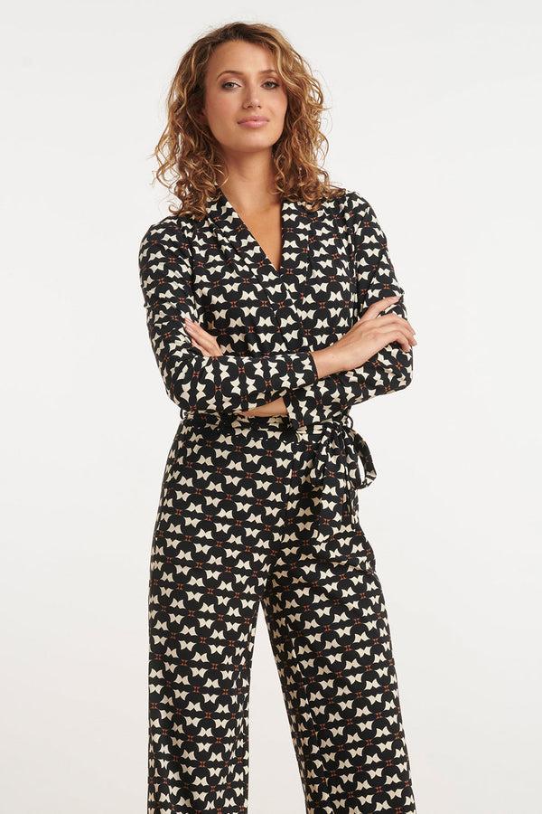 Smashed Lemon 24815 Grafisch Geprinte Travel Kwaliteit Jumpsuit | Black-Sand