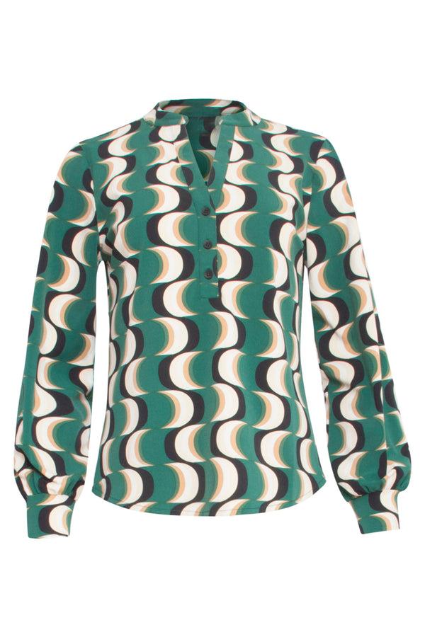 Smashed Lemon 24821 Retro Grafisch Geprint Travel Kwaliteit Blouse | Muticolour