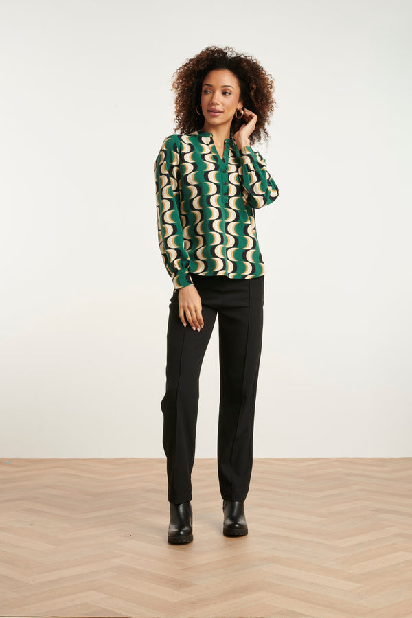 Smashed Lemon 24821 Retro Grafisch Geprint Travel Kwaliteit Blouse | Muticolour