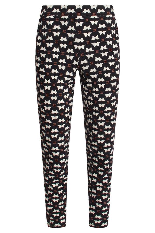 Smashed Lemon 24823 Grafisch Geprint Travel Quality Broek | Black-Sand