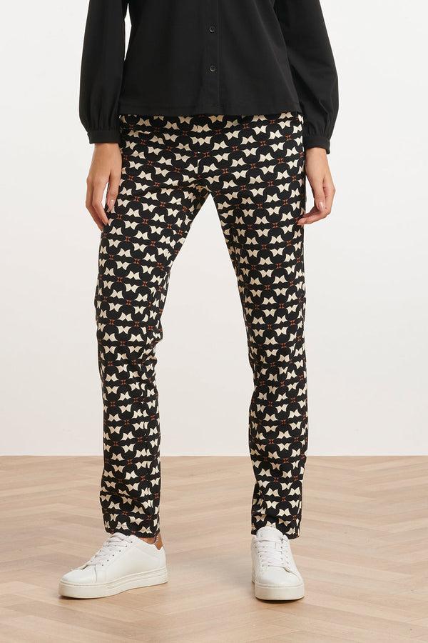 Smashed Lemon 24823 Grafisch Geprint Travel Quality Broek | Black-Sand